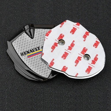 Renault Sport Emblem Metal Badge Graphite Honeycomb Tricolor Design