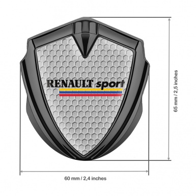 Renault Sport Emblem Metal Badge Graphite Honeycomb Tricolor Design