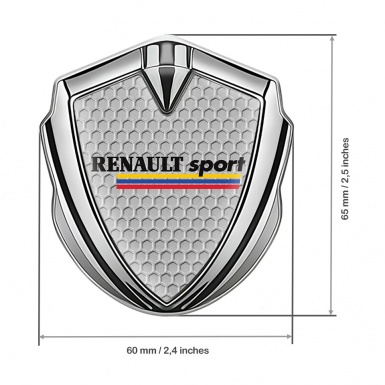 Renault Sport Emblem Metal Badge Silver Honeycomb Tricolor Design