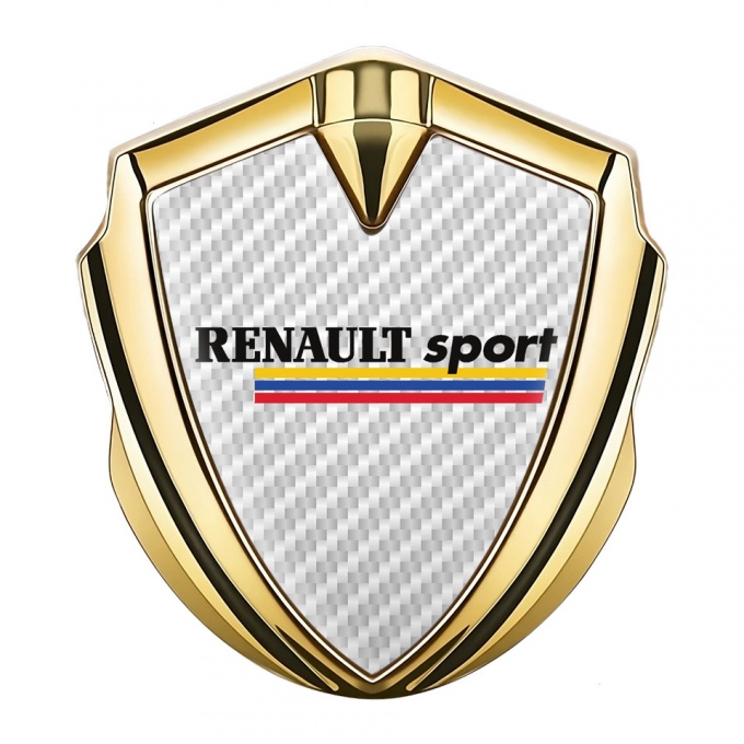 Renault Sport 3d Emblem Badge Gold White Carbon Tricolor Design