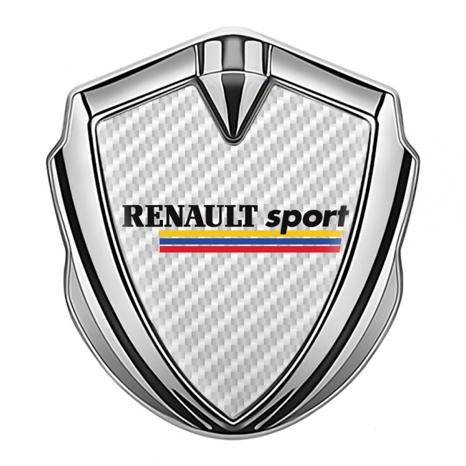 Renault Sport 3d Emblem Badge Silver White Carbon Tricolor Design