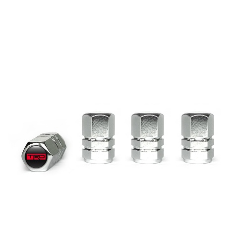 Toyota TRD Tyre Valve Caps Chrome 4 pcs Black Red Logo