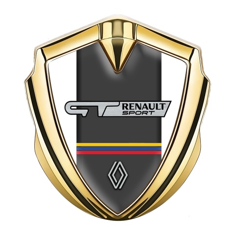 Renault GT Emblem Car Badge Gold White Base Tricolor Edition