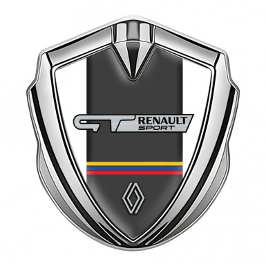 Renault GT Emblem Car Badge Silver White Base Tricolor Edition