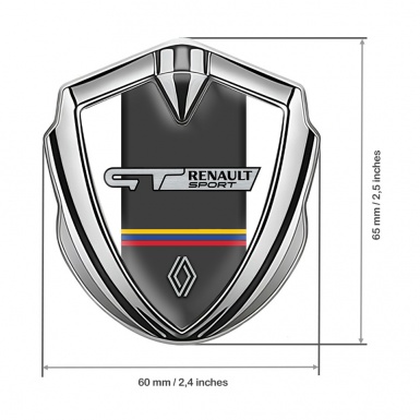 Renault GT Emblem Car Badge Silver White Base Tricolor Edition
