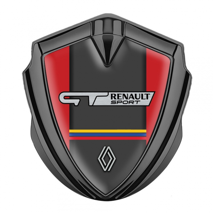 Renault GT Emblem Silicon Badge Graphite Red Fill Tricolor Edition