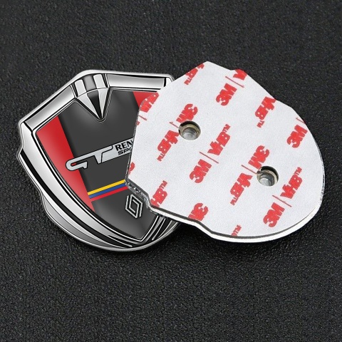Renault GT Emblem Silicon Badge Silver Red Fill Tricolor Edition
