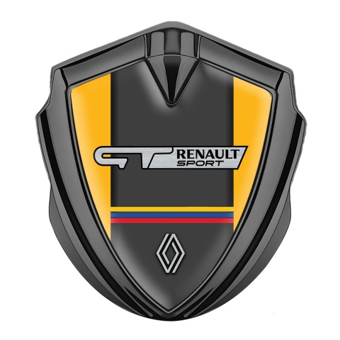 Renault GT Metal Domed Emblem Graphite Yellow Fill Tricolor Edition