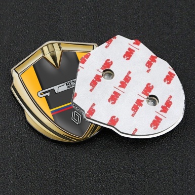 Renault GT Metal Domed Emblem Gold Yellow Fill Tricolor Edition