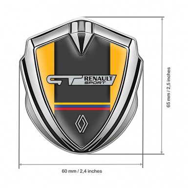 Renault GT Metal Domed Emblem Silver Yellow Fill Tricolor Edition