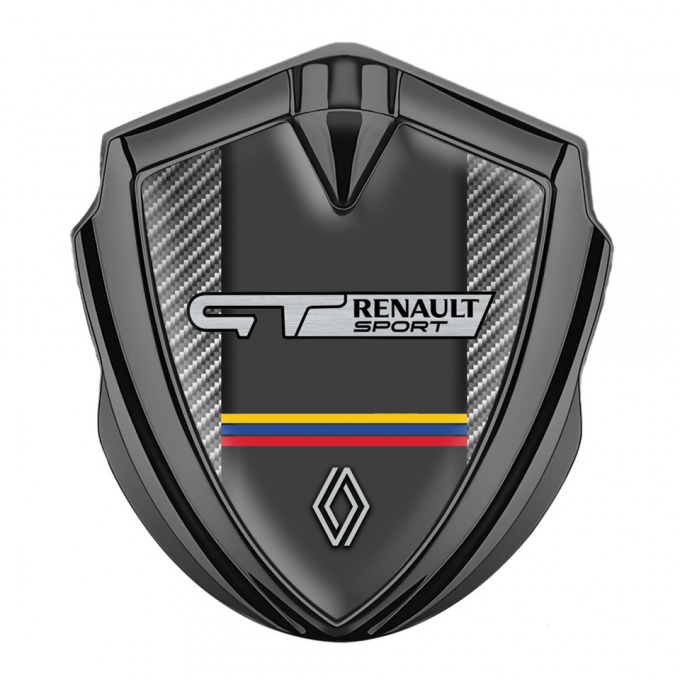 Renault GT Badge Self Adhesive Graphite Light Carbon Tricolor Design
