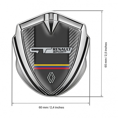 Renault GT Badge Self Adhesive Silver Light Carbon Tricolor Design