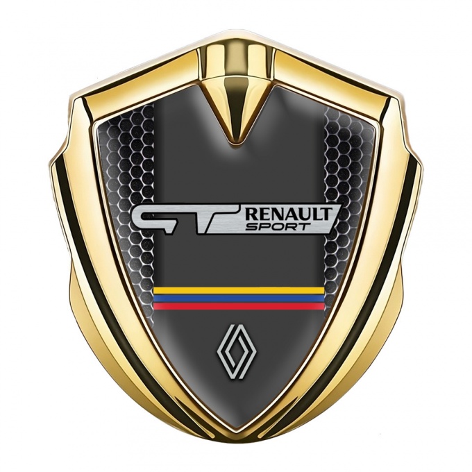 Renault GT Emblem Fender Badge Gold Dark Mesh Tricolor Edition
