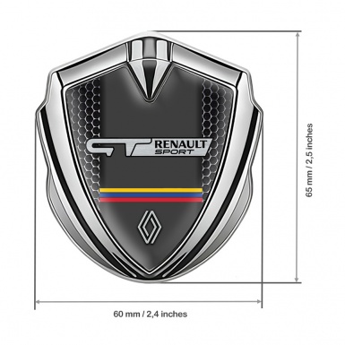 Renault GT Emblem Fender Badge Silver Dark Mesh Tricolor Edition