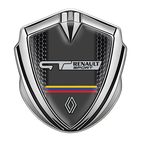 Renault GT Emblem Fender Badge Silver Dark Mesh Tricolor Edition