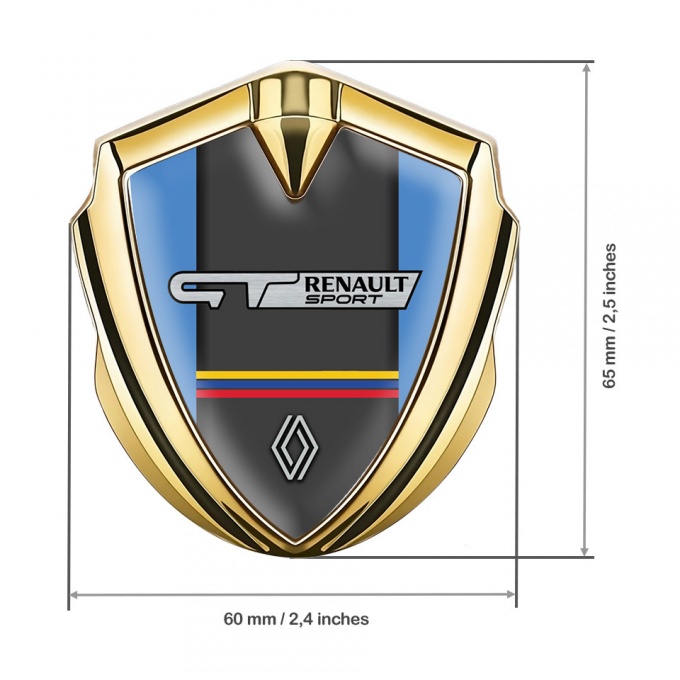 Renault GT Metal Emblem Self Adhesive Gold Blue Frame Tricolor Edition ...