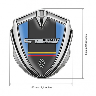 Renault GT Metal Emblem Self Adhesive Silver Blue Frame Tricolor Edition