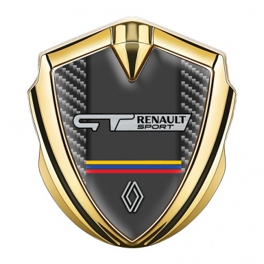 Renault GT Emblem Self Adhesive Gold Dark Carbon Tricolor Design
