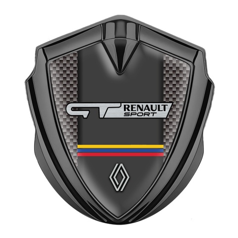 Renault GT Domed Emblem Badge Graphite Grey Carbon Tricolor Design