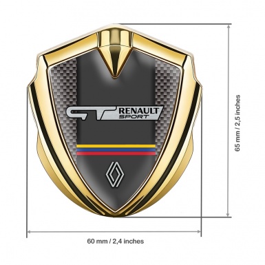 Renault GT Domed Emblem Badge Gold Grey Carbon Tricolor Design