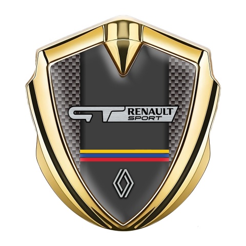 Renault GT Domed Emblem Badge Gold Grey Carbon Tricolor Design