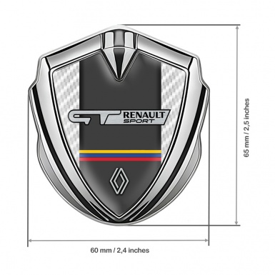 Renault GT Bodyside Domed Emblem Silver White Carbon Tricolor Motif