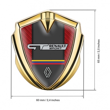 Renault GT Emblem Metal Badge Gold Red Carbon Tricolor Motif