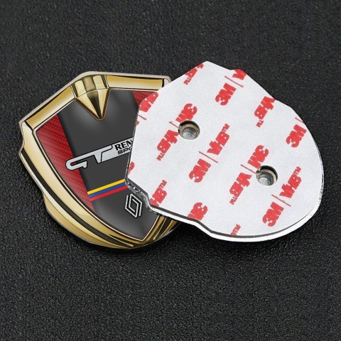 Renault GT Emblem Metal Badge Gold Red Carbon Tricolor Motif