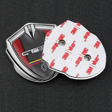 Renault GT Emblem Metal Badge Silver Red Carbon Tricolor Motif