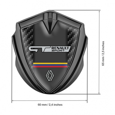 Renault GT 3d Emblem Badge Graphite Black Carbon Tricolor Motif