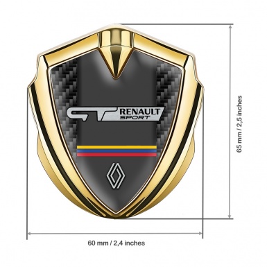 Renault GT 3d Emblem Badge Gold Black Carbon Tricolor Motif