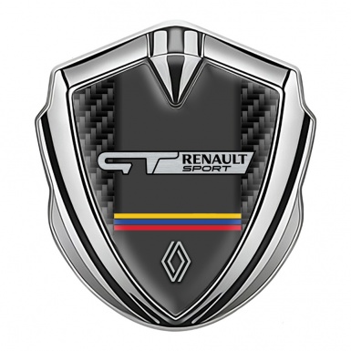 Renault GT 3d Emblem Badge Silver Black Carbon Tricolor Motif