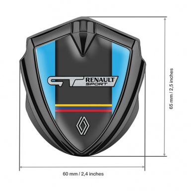 Renault GT Emblem Badge Self Adhesive Graphite Blue Base Tricolor Design