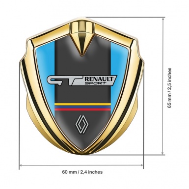 Renault GT Emblem Badge Self Adhesive Gold Blue Base Tricolor Design
