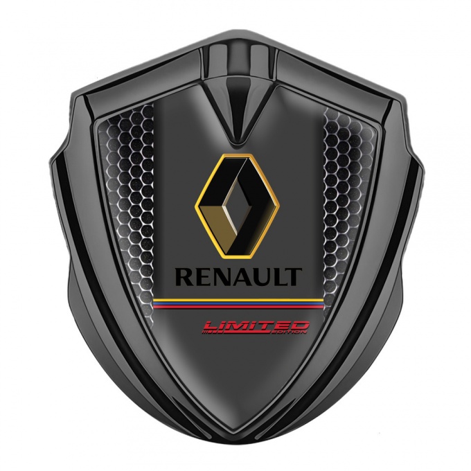 Renault Badge Self Adhesive Graphite Metal Grate Tricolor Limited Edition
