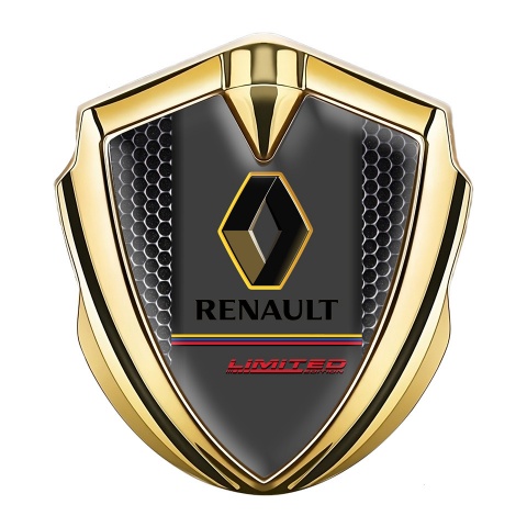 Renault Badge Self Adhesive Gold Metal Grate Tricolor Limited Edition