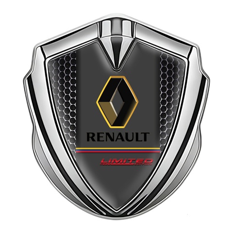 Renault Badge Self Adhesive Silver Metal Grate Tricolor Limited Edition