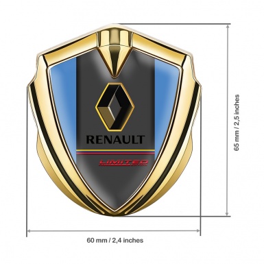 Renault Emblem Fender Badge Gold Blue Frame Tricolor Limited Edition