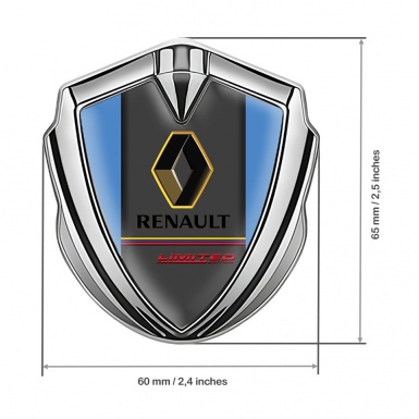 Renault Emblem Fender Badge Silver Blue Frame Tricolor Limited Edition