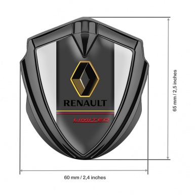 Renault Metal Emblem Self Adhesive Graphite Grey Frame Tricolor Limited Edition