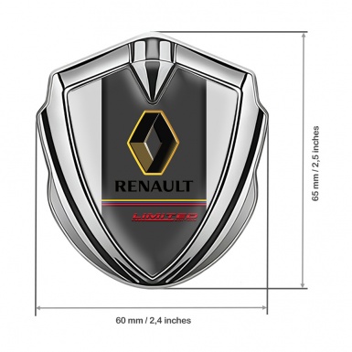 Renault Metal Emblem Self Adhesive Silver Grey Frame Tricolor Limited Edition