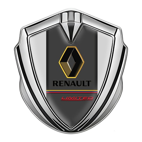 Renault Metal Emblem Self Adhesive Silver Grey Frame Tricolor Limited Edition