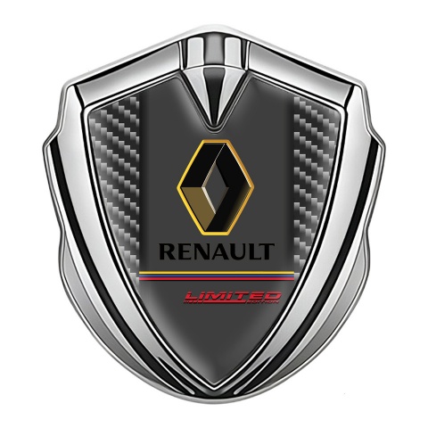 Renault Fender Emblem Badge Silver Dark Carbon Tricolor Limited Edition