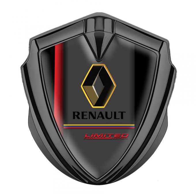 Renault Emblem Trunk Badge Graphite Red Stripe Tricolor Limited Edition