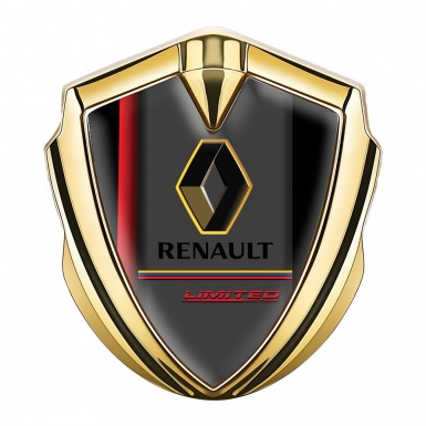 Renault Emblem Trunk Badge Gold Red Stripe Tricolor Limited Edition