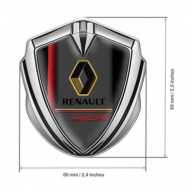 Renault Emblem Trunk Badge Silver Red Stripe Tricolor Limited Edition