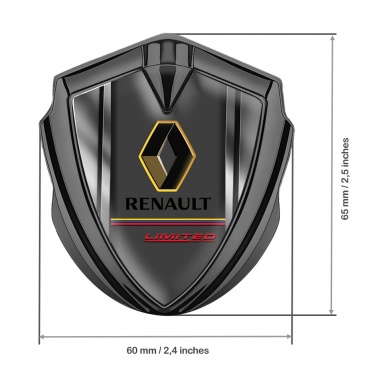 Renault Emblem Trunk Badge Graphite Polished Frame Tricolor Limited Editio