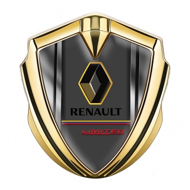 Renault Emblem Trunk Badge Gold Polished Frame Tricolor Limited Edition