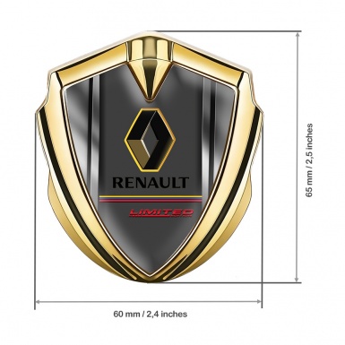 Renault Emblem Trunk Badge Gold Polished Frame Tricolor Limited Edition