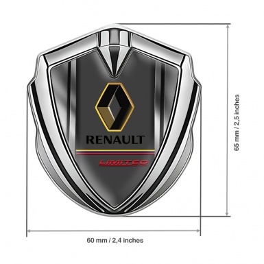 Renault Emblem Trunk Badge Silver Polished Frame Tricolor Limited Edition